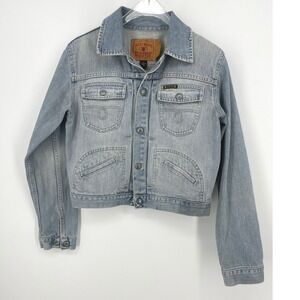 Lucky Brand Cropped Denim Jacket Medium Y2K Grunge‎